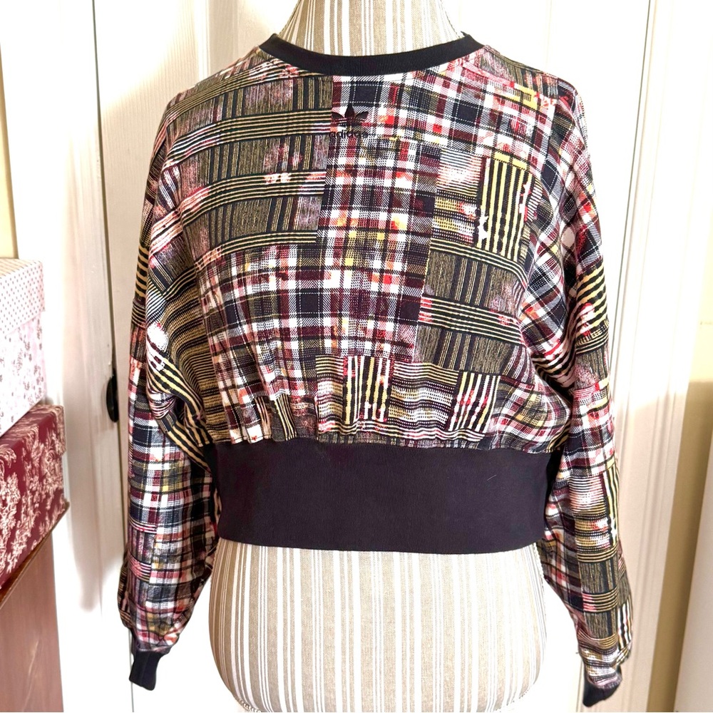 Trendy Plaid Patchwork Adidas HER Studio London Sweatshirt XXS - Picture 3 of 14